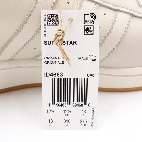 NWB Adidas Superstar Shoes in Alumina/Off White with Green Camp Print US 13 - Picture 14 of 16